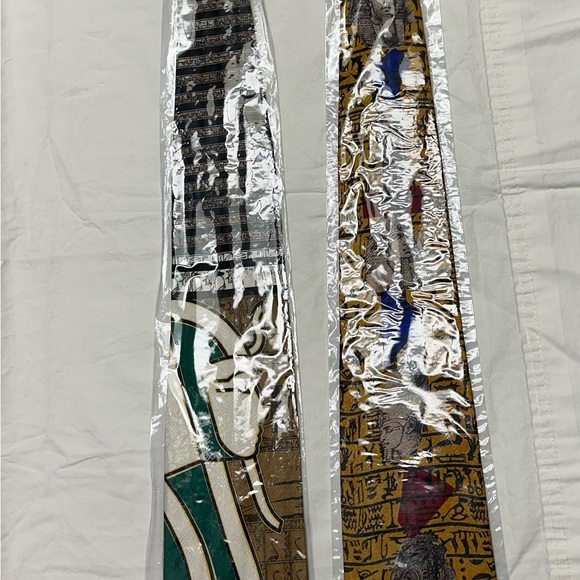 2-New Vintage 1980’s Claude Montana Egyptian Print Ties 100% Silk Made in Italy - Picture 2 of 6